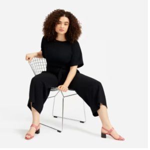 Everlane Japanese GoWeave Short-Sleeve Jumpsuit in Black - Size 8